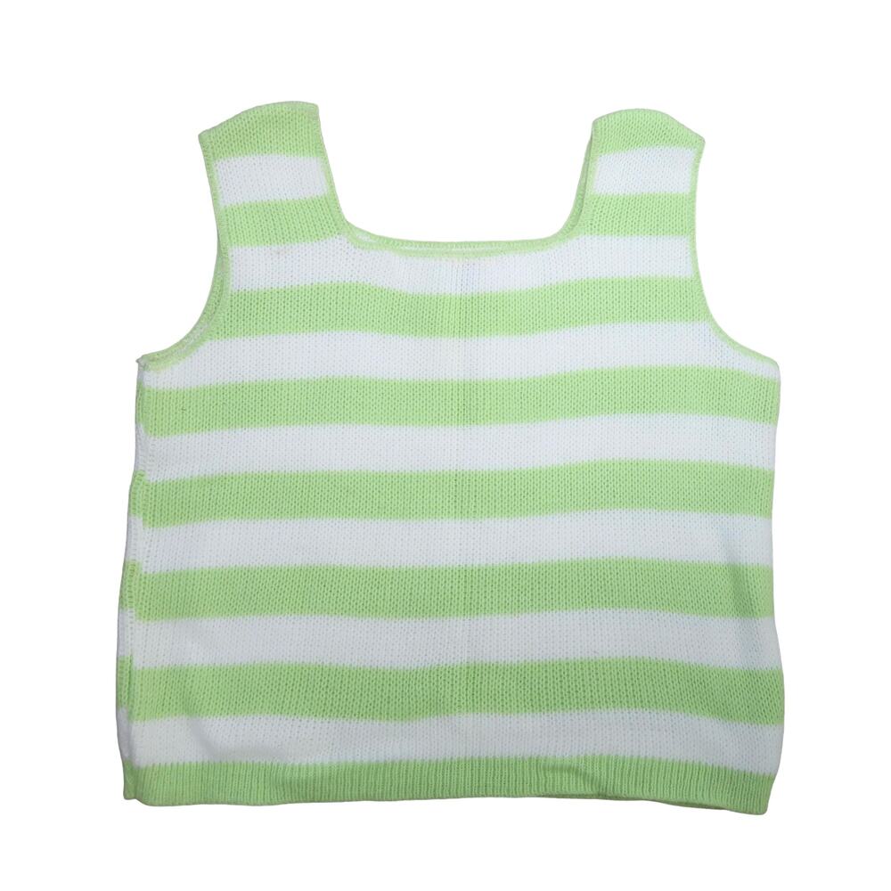 Vintage 70s El Mar white and pastel green striped knit sweater vest tank M